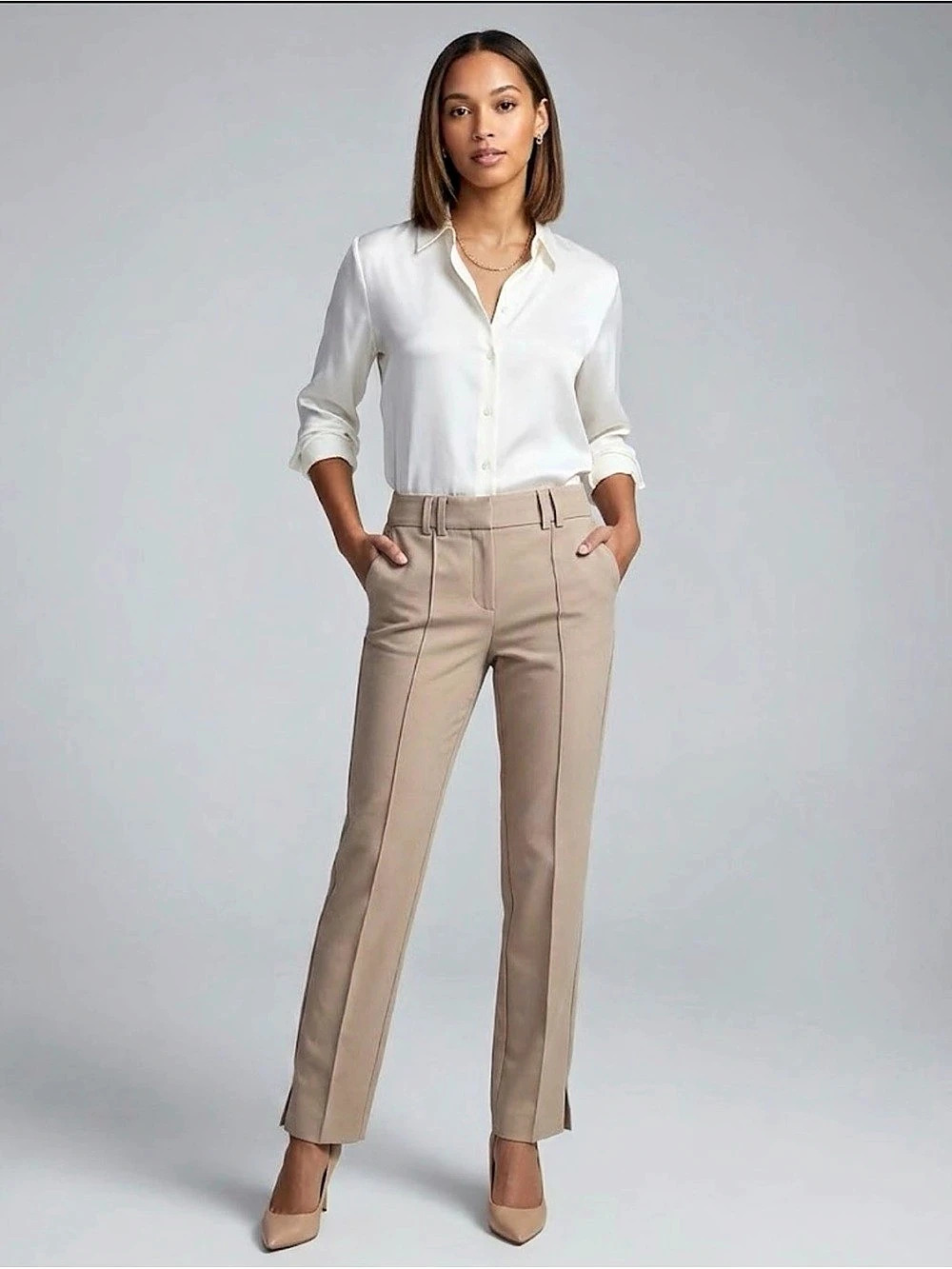 Laura Petites Tan Tailored Trousers